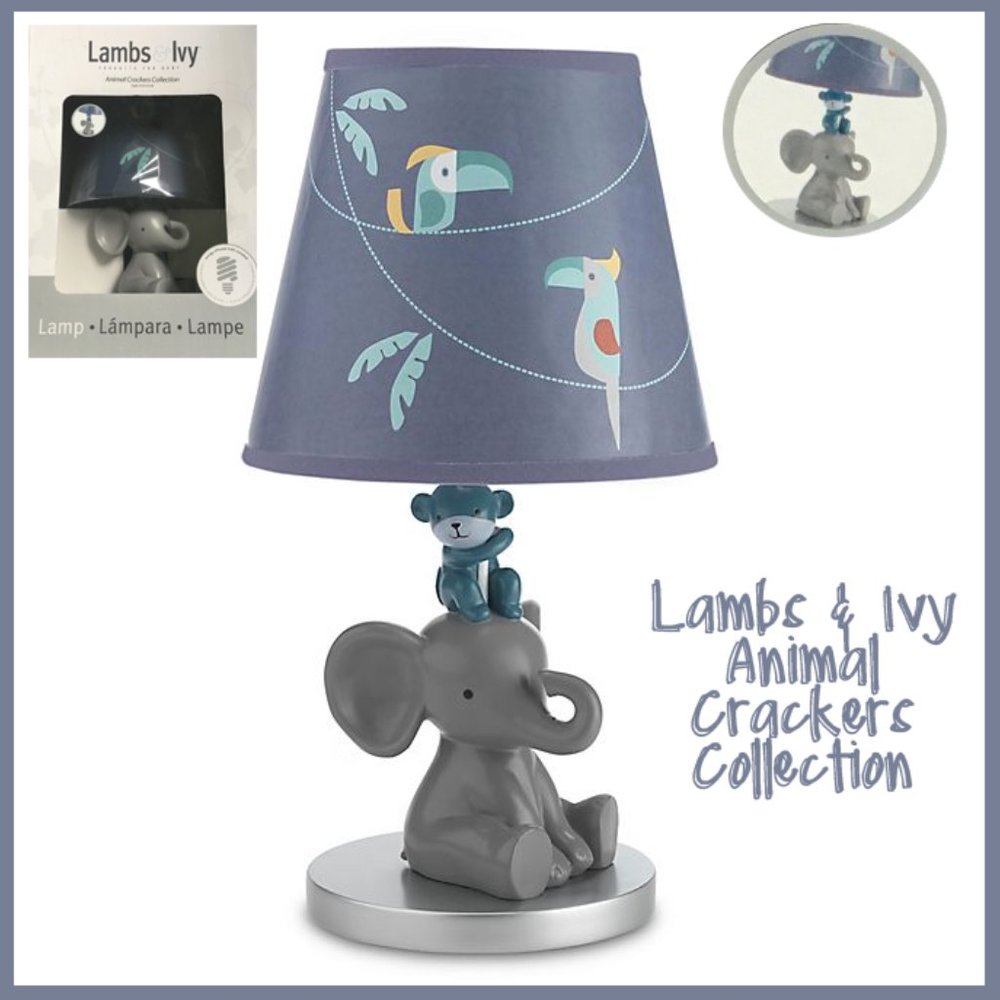 Lambs & Ivy Elephant Lamp in Grey/Blue